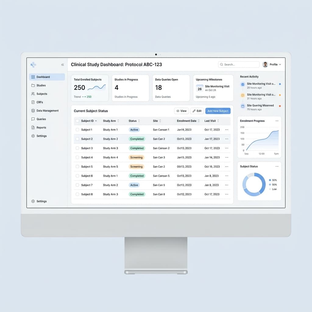 UI UX design and interface for Clinical Research project