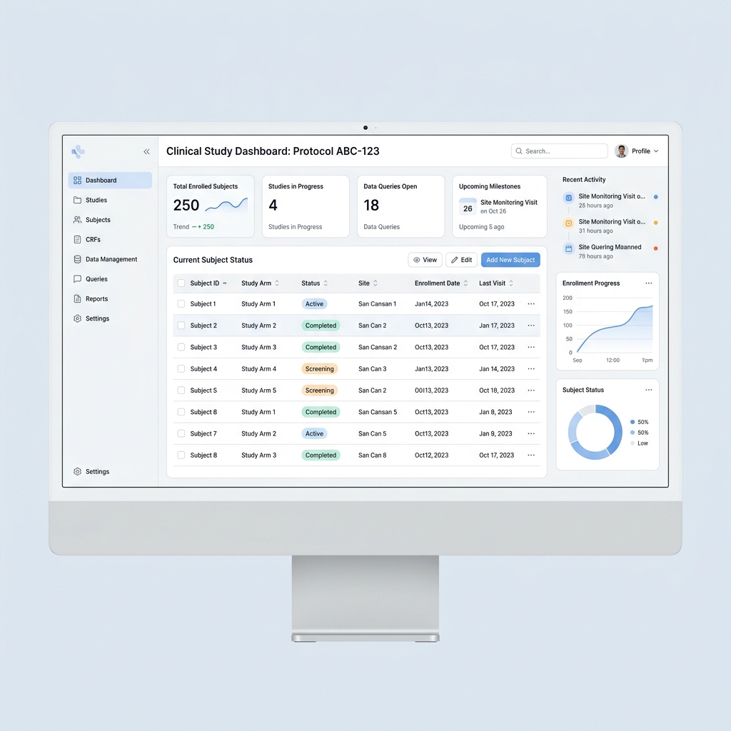UI UX design and interface for Clinical Research project